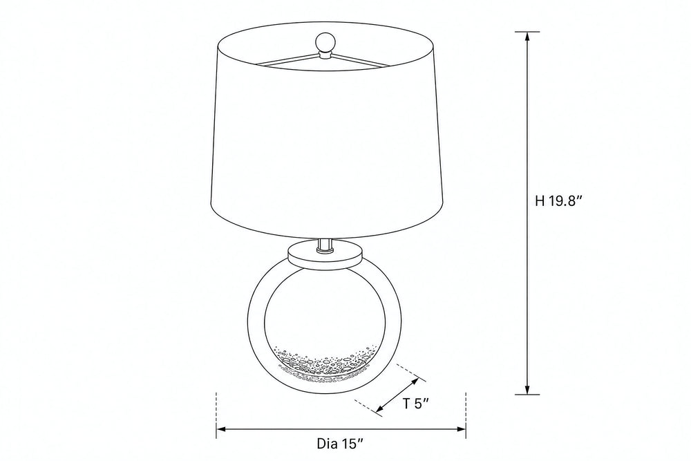 Modern Hand-Blown Glass Spherical Table Lamp dimensions