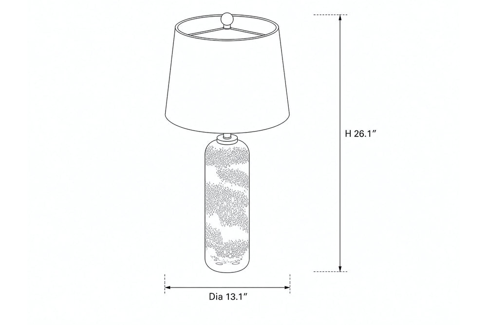Handblown Cylindrical Seeded Glass Table Lamp dimensions