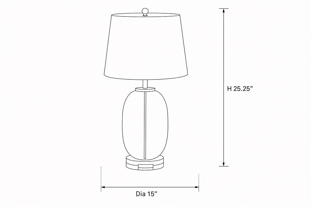 Tall Barrel Ink Blue Seeded Glass Table Lamp dimensions
