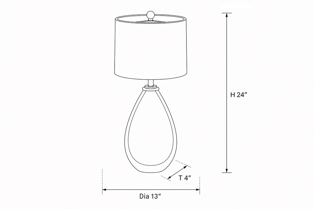 Handblown Bronze Scale Teardrop Glass Table Lamp dimensions
