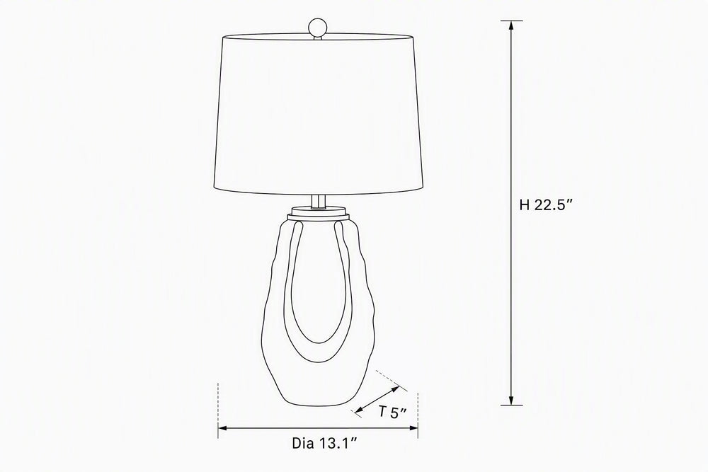 Handblown Smoky Brown Teardrop Glass Table Lamp dimensions