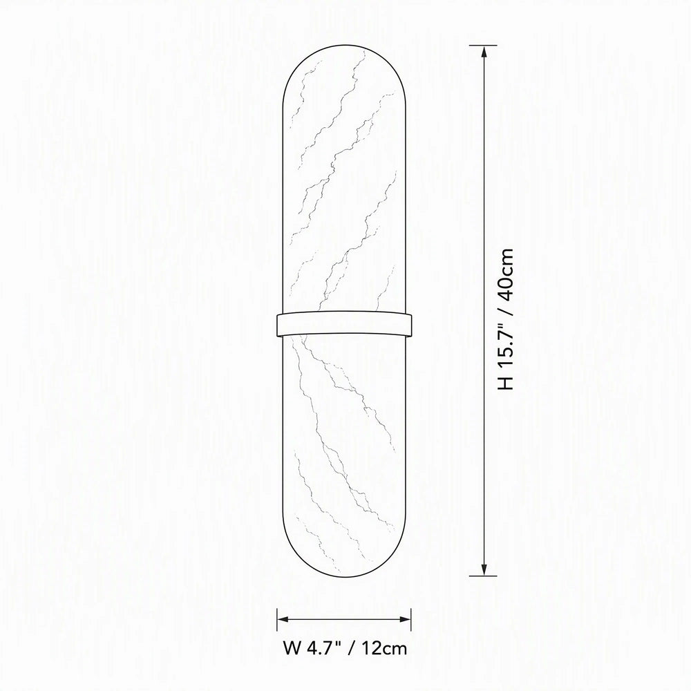 Alabaster Brass Pill Capsule Wall Sconce dimensions