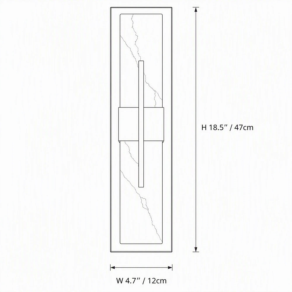 Alabaster Brass Linear Geometric Sconce dimensions