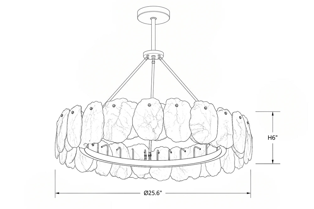 Alabaster Brass Round Modern Unique Chandelier dimensions