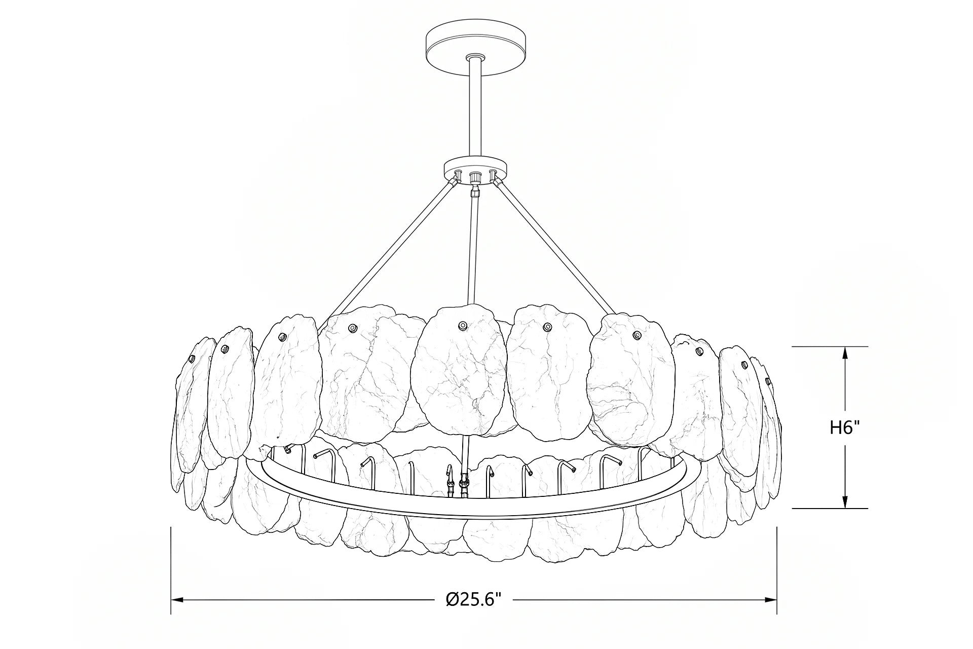 Alabaster Brass Round Modern Unique Chandelier