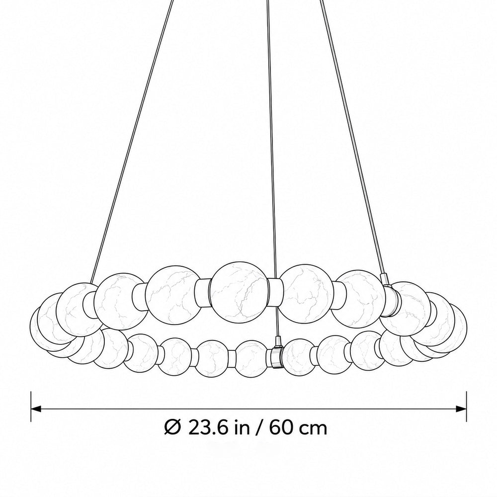 Alabaster Beaded Orb Ring Chandelier dimensions