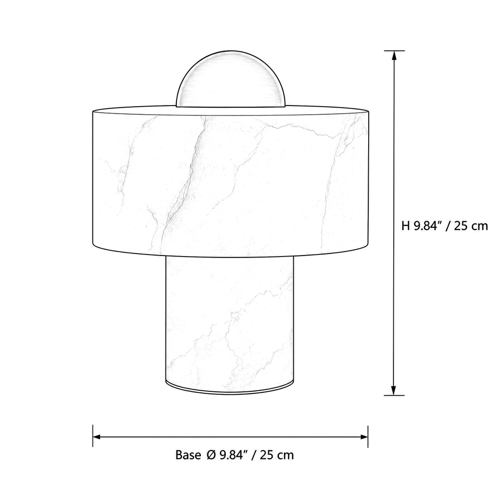 Spanish Alabaster Brass Dome Table Lamp dimensions