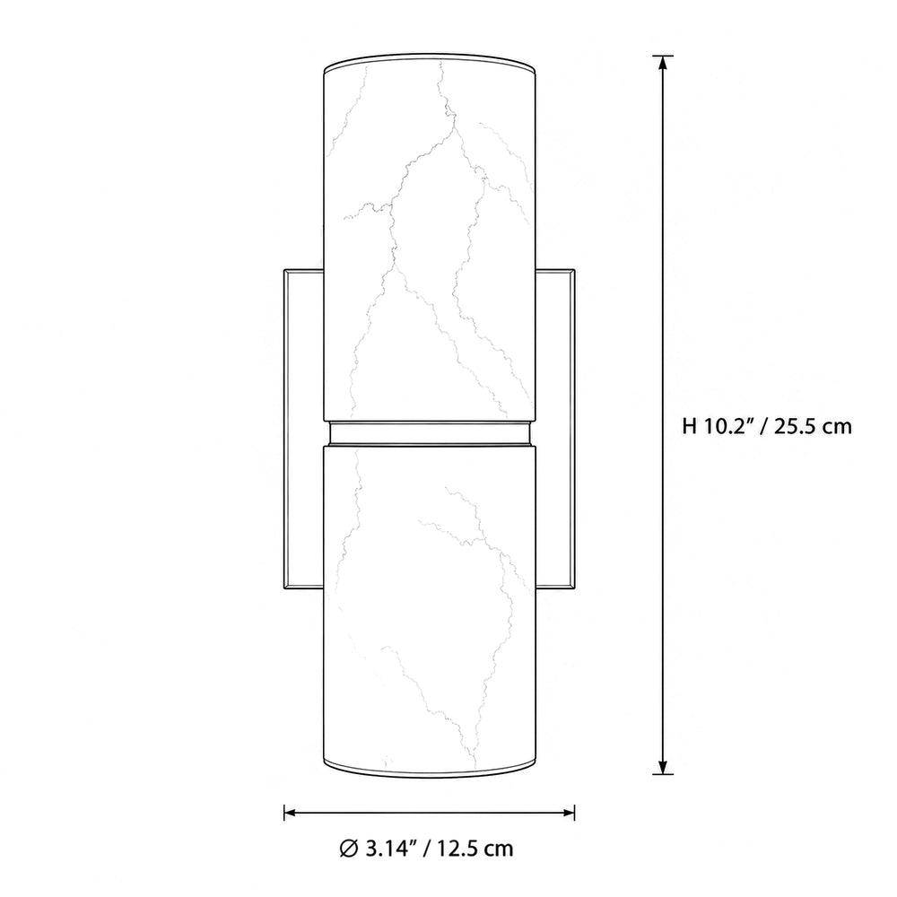Modern Spanish Alabaster Cylinder Wall Sconce dimensions