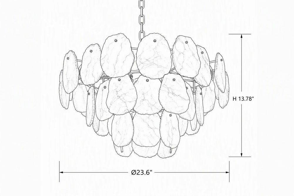 Alabaster Brass Tiered  Modern Mid-Century Chandelier dimensions